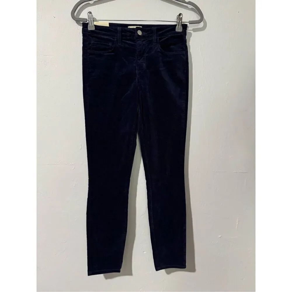 L’AGENCE Paris NWT Margot high rise skinny  blue velvet 25